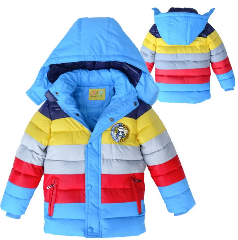 AliExpress, Детские Зимние хлопковые пальто и куртки детская зимняя синяя одежда с полосками Плотная хлопковая стеганая одежда для маленьких девочек
