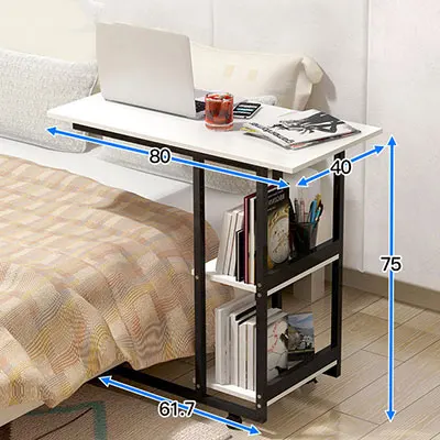 Модный простой прикроватный столик для ноутбука, компьютерный стол, домашняя кровать, складной мобильный стол для ноутбука с колесиком с полкой для хранения - Цвет: color 4