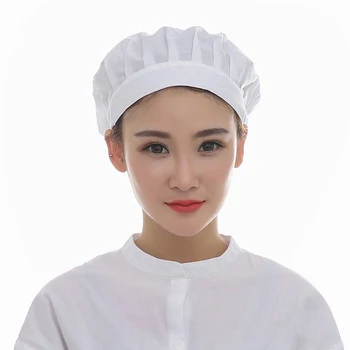 

white Food caps Cloth caps breathable sanitary dust cap men and women workshop canteen food hat chef hat Elastic design