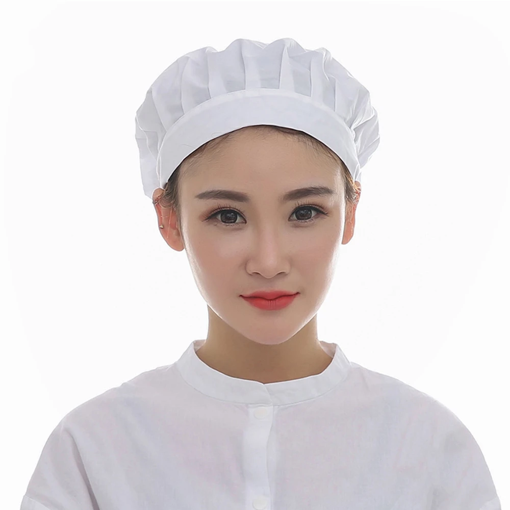 white Food caps Cloth caps breathable sanitary dust cap men and women  workshop canteen food hat chef hat Elastic design|Phụ Kiện| - AliExpress