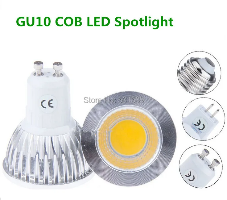 

DHL 100PCS 3w 5w 7w E27 GU10 MR16 high power cob led spotlight without cover 110V 220V/12V warm white/white