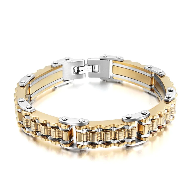 Pulseira Masculina Gold Color 22cm Bracelet Homme Men Jewelry Stainless Steel Mens Bracelets ...