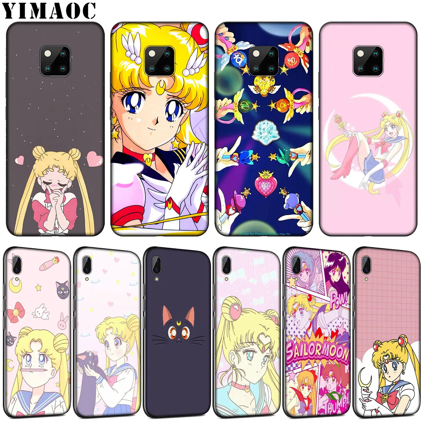 

YIMAOC Cartoon Sailor moon Soft Silicone Phone Case for Huawei Mate 30 20 10 Pro Lite Nova 5I 4 3i 3 2i 2 Lite Black Cover