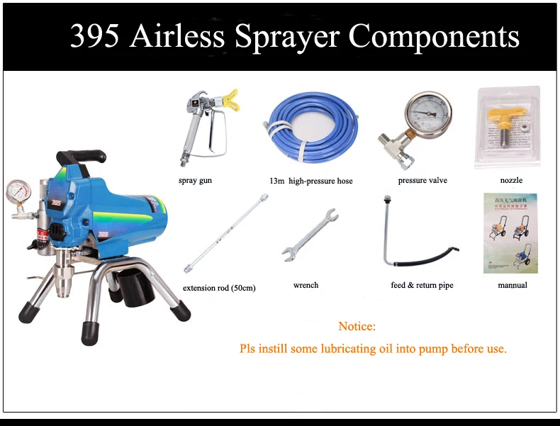 Безвоздушный распылитель краски машина высокого давления электрическое оборудование для окрашивания краски 395 с пульверизатором инструмент для окрашивания краски 2000 Вт DIY