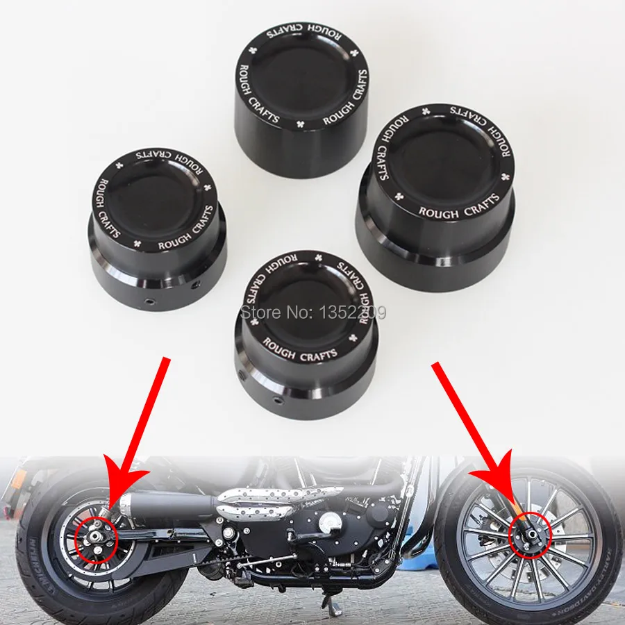 

New Black Aluminum Alloy Front+Rear Axle Nut Cover Caps For Harley Sportster XL 883 1200 RU