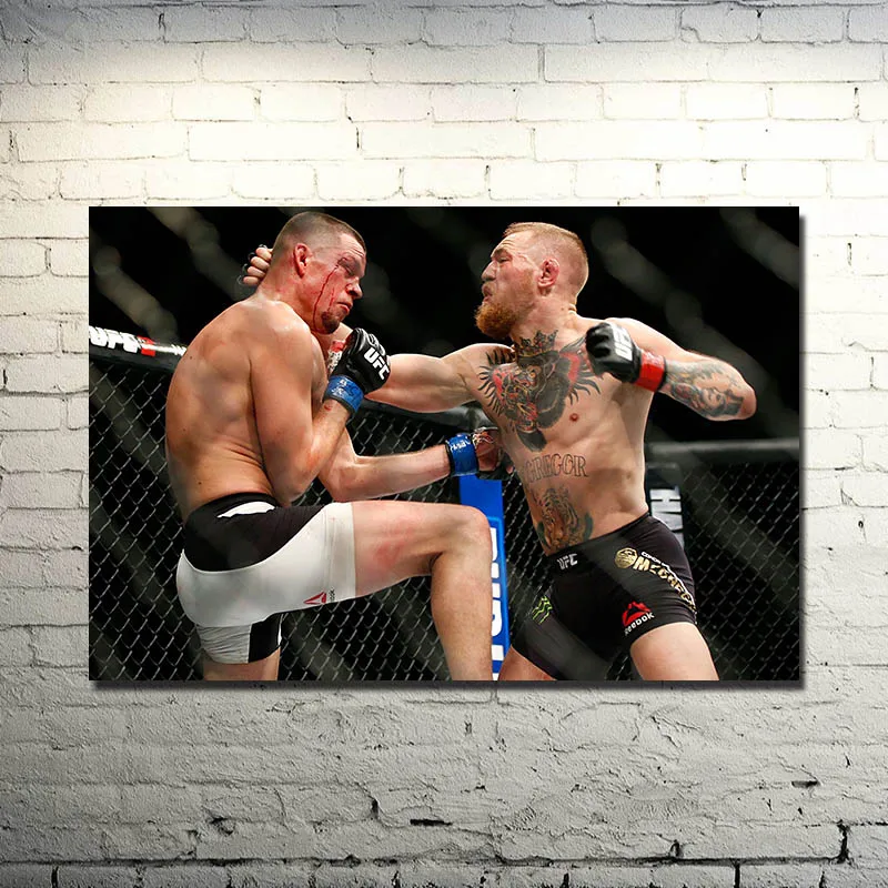 POPIGIST UFC Conor McGregor VS Nate Diaz Fighting MMA Silk Or CANVAS Poster 13x20 24x36inch Picture For Living Room Decor 011|picture for living