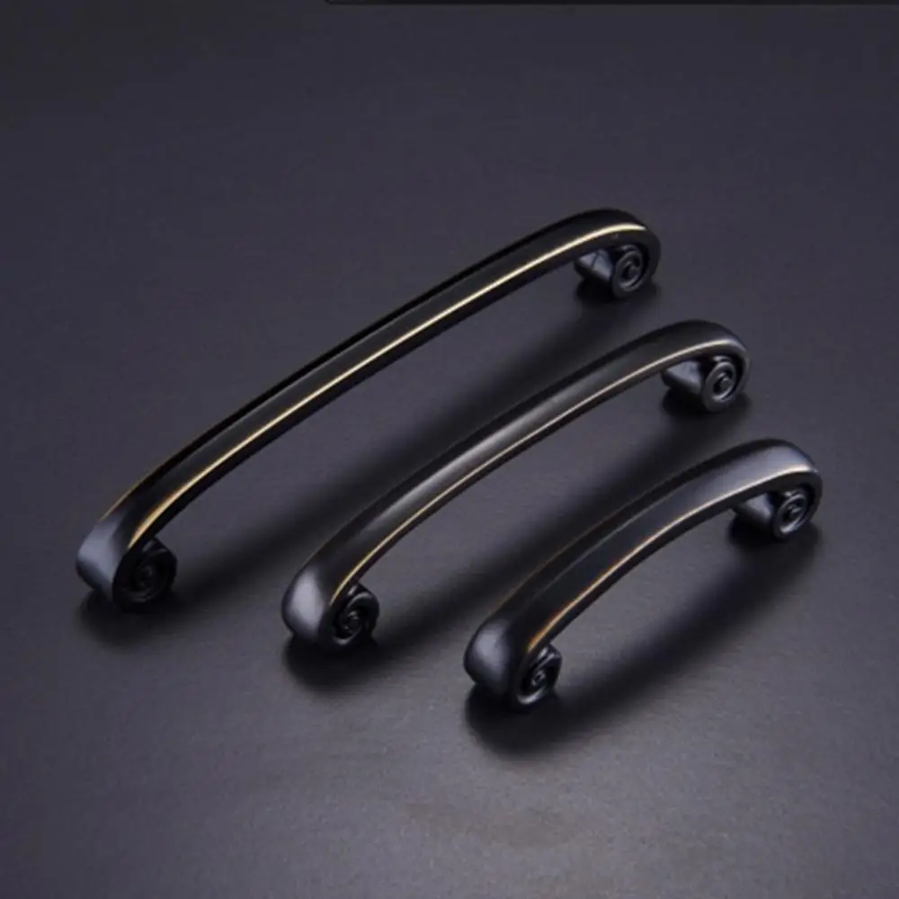 

All copper white cabinet door drawer handle black gold simple American Chinese style European style handle