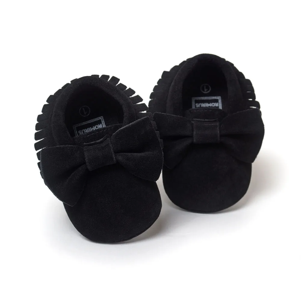 Детская обувь из искусственной кожи; однотонные матовые туфли с кисточками и бантом-бабочкой для новорожденных; детские мокасины для маленьких мальчиков и девочек - Цвет: 10 style