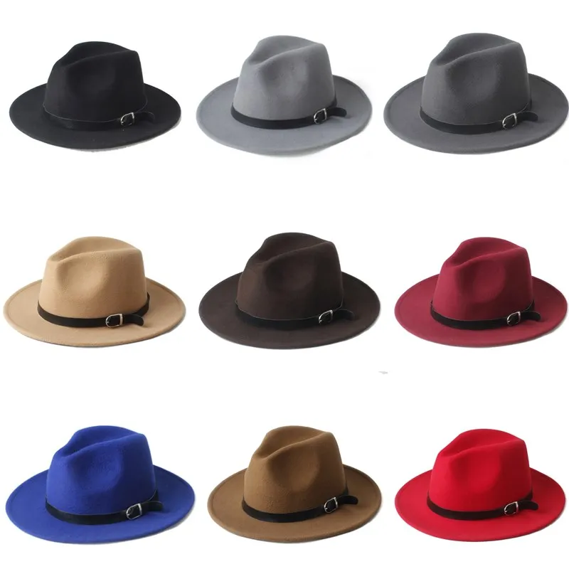 Новая мода Мужские Женские Chapeu Feminino Fedora Шляпа с широкими полями кожаный ремешок Джаз церковная Кепка Панама Федора топ шляпа от солнца 20