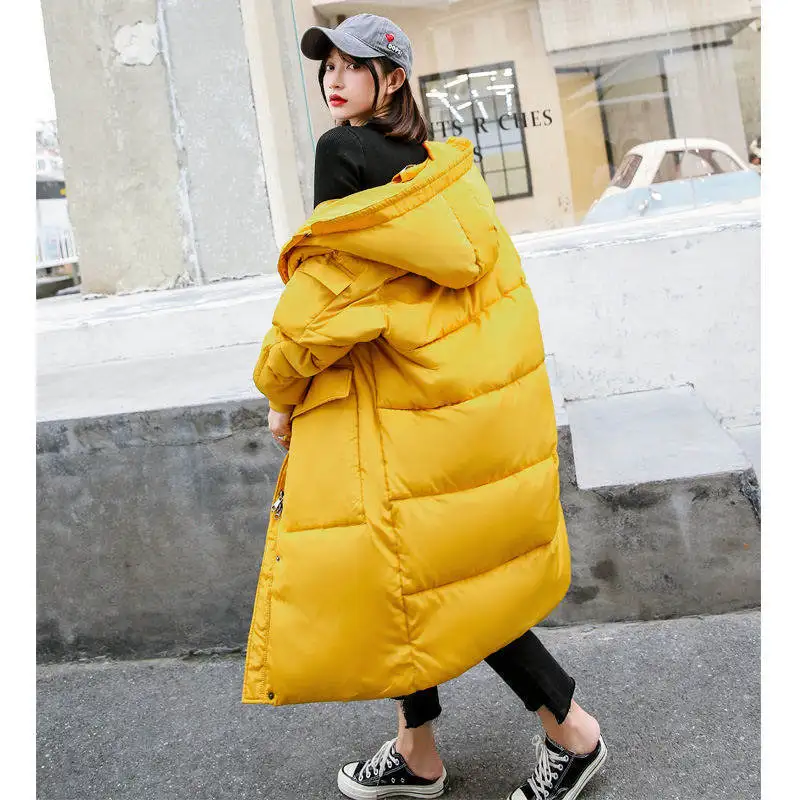 Yellow Long Parka Loose Winter Jacket Women Hoodies Thicken Parkas Down Cotton Winter Coat Abrigo Mujer Warm Jacket Female C5644 - Цвет: yellow