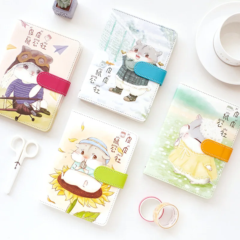 

Pipi Rat Commune Leather Bullet Journal Cartoon Color Illustration Notebook Cute Diary Book Notepad