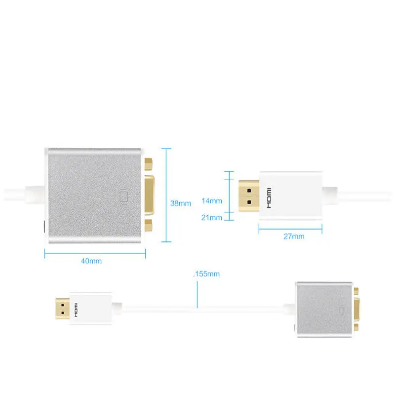 Кабель переходник BESIUNI HDMI VGA для аудио и Micro USB порта XBOX PS3 4 активный