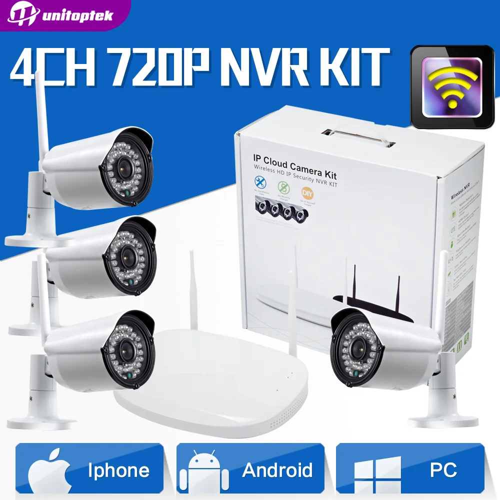 2Ch / 4Ch Wireless IP Camera Security CCTV Surveillance System 720P WIFI IP Camera NVR Kit Outdoor Waterproof Night Vision P2P
