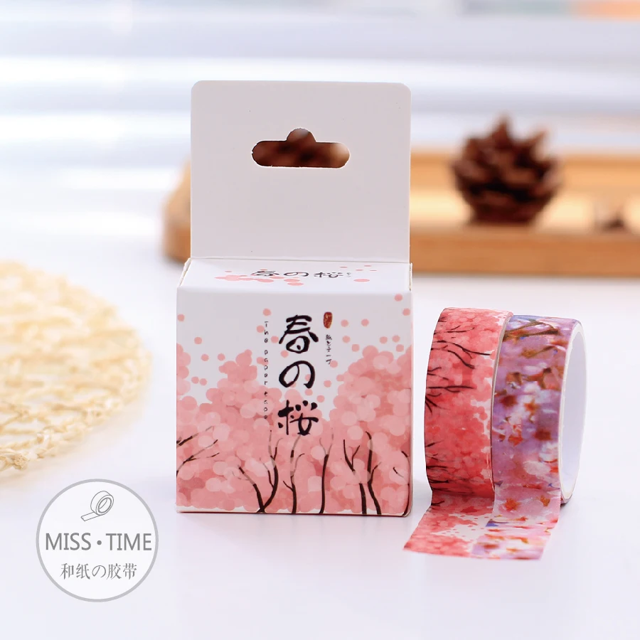2pcs Japanese Kawaii Sakura In Spring Cinta Washi Tape Stickers Diy Masking Tape Scrapbook