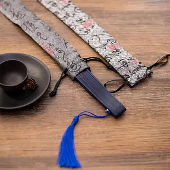 

Chinese Ancient Style Retro Folding Hand Fan Long Shape Pouch Storage String Drawing Bag Decorative Gift Cover Case &