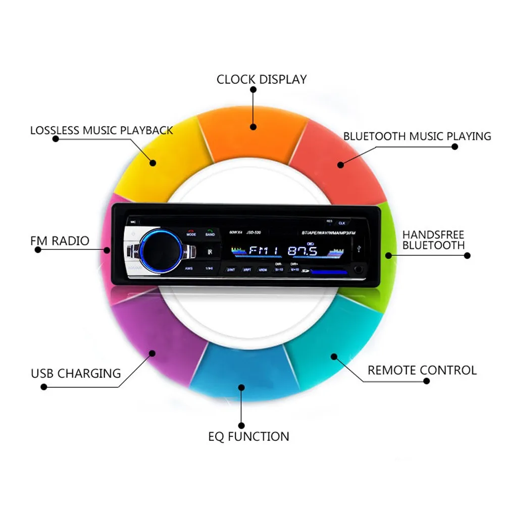 AMPrime автомобильный радиоприемник с Bluetooth автомобильный стерео радио FM Aux вход приемник SD USB JSD-520 12 В в-тире 1 din автомобиль MP3 мультимедийный