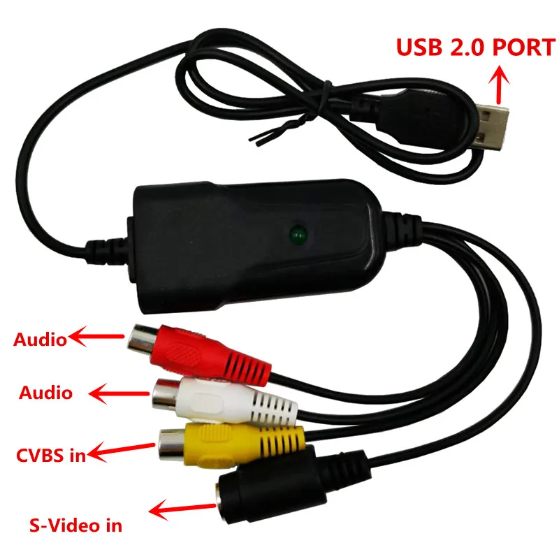 Портативный USB 2,0 AV/RCA композитный и S-video аудио видео захвата карты адаптер VHS DVD