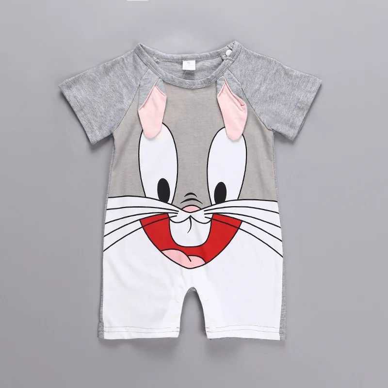 

Newborn baby cotton rompers lovely Rabbit ears baby boy girls short sleeve baby costume Jumpsuits Roupas Bebes Infant Clothes