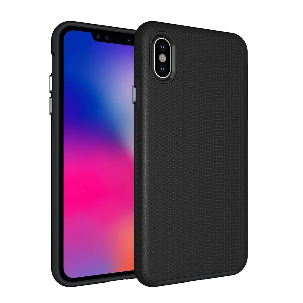 Для iPhone 11 Pro Max X XS Чехол-Броня TPU+ PC двухслойный противоударный чехол для телефона XR 5S 6S 6 7 8 Plus прочный нескользящий чехол - Цвет: Black