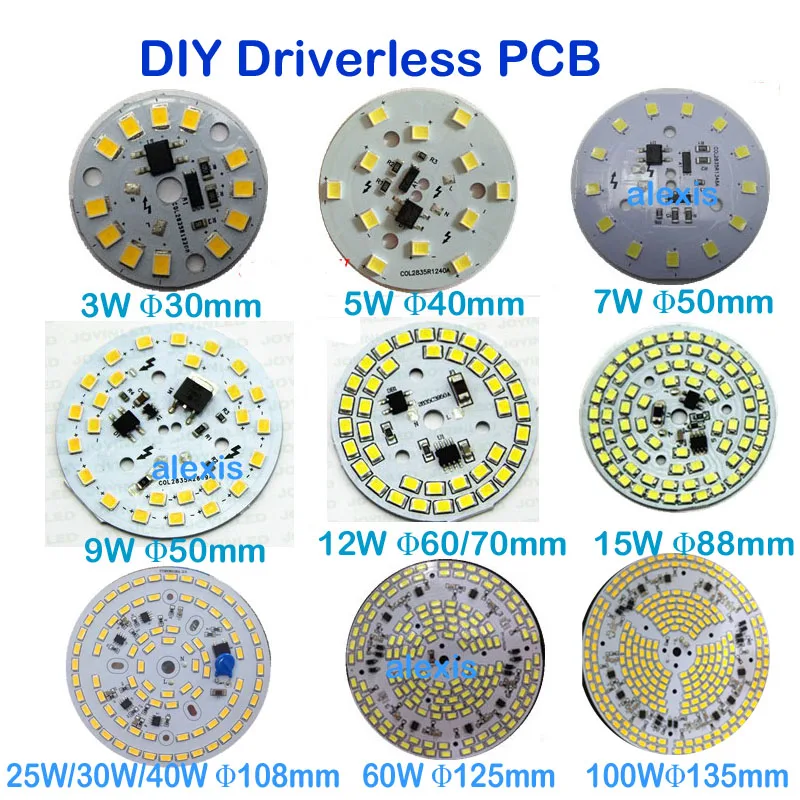 SMD LED Chip Driverless 5 Вт 7 9 12 15 20 30 50 60 100 интегрированный драйвер PCB AC220V для high bay light теплый