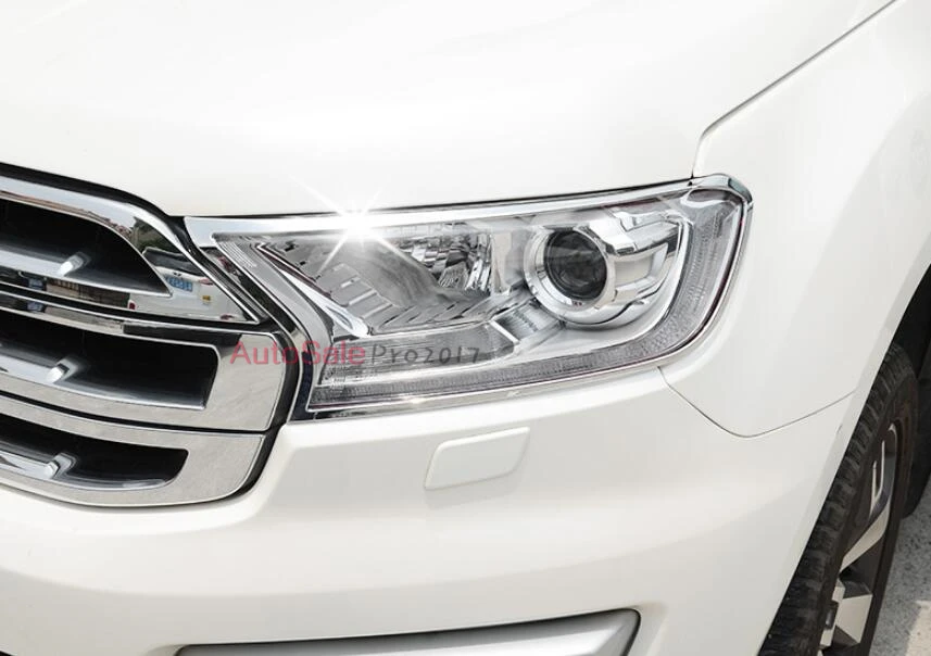 

Silver ABS Chrome Front Head Light Head Lamp Frame cover trim 2pcs for Ford Everest Endeavour 4Dr SUV 2015-2016