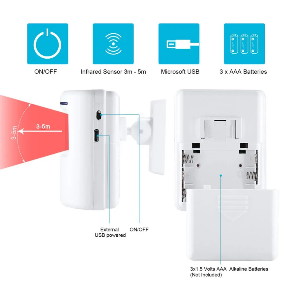Новые 002 человеческого тела Инфракрасный Добро пожаловать устройства индукции звонок Беспроводной Сенсор дверной звонок смарт-два