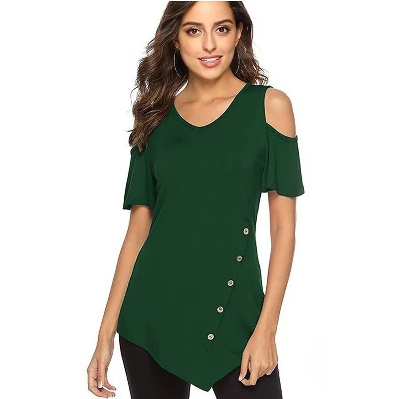 

Summer Maternity Clothes New Novelty Pregnancy Tops Asymmetrical Hem With Decorative Buttons T-shirt Fashion Glamorous Mam coat