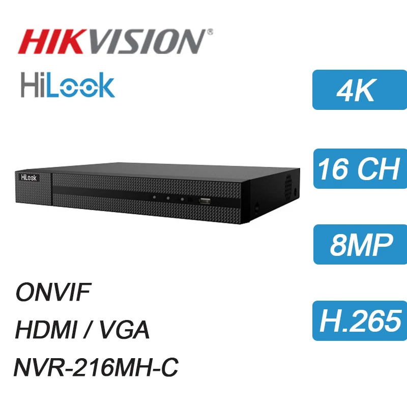 Hikvision HiLook 16 CH NVR H.265 4 K 8MP HDMI/VGA/зум сетевая ONVIF видео Регистраторы IP система