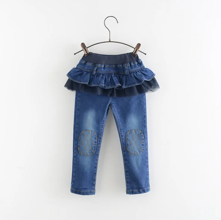 

Babyinstar Girls Jeans Children Pants Thick Velvet Ruffle Lace Patchwork Casual Kids Girls Denim Pants For Autumn Fleece Jeans