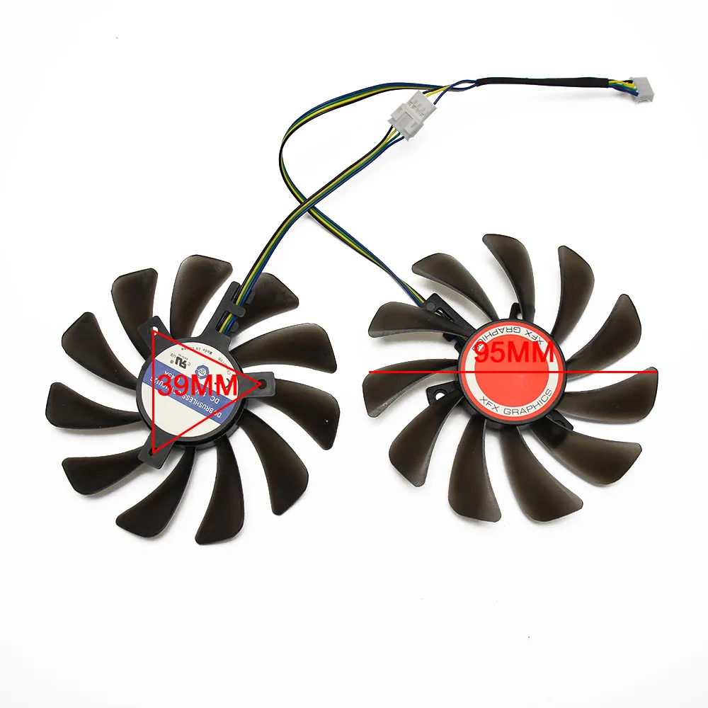 Охлаждающий вентилятор для графического процессора XFX RX580 2 шт./компл. 95 мм замены