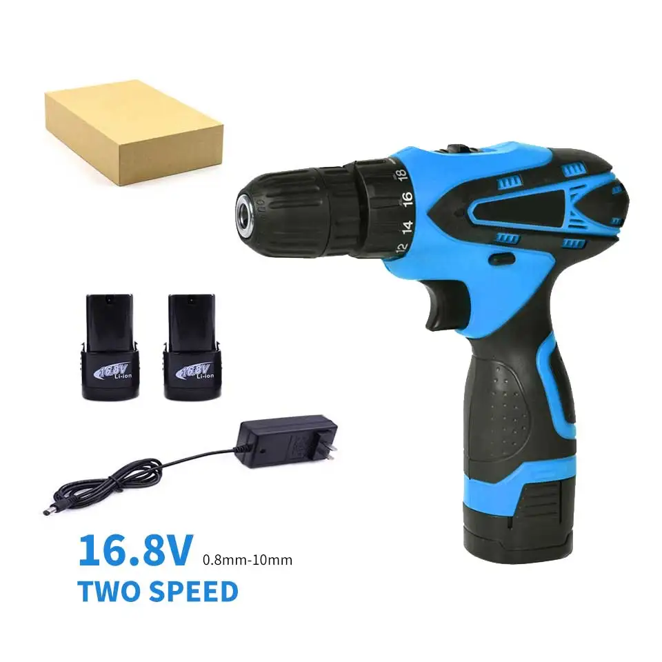 

16.8V Electric Cordless Drill With Two Lithium Batteries Electric Screwdriver Rechargeable Power Tools Taladro Inalambrico