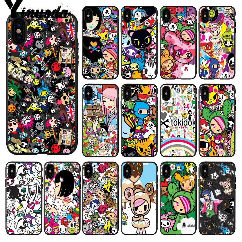 

Yinuoda Japan Tokidoki Japanese Smart Cover Black Soft Shell Phone Case for Apple iPhone 8 7 6 6S Plus X XS MAX 5 5S SE XR Cover