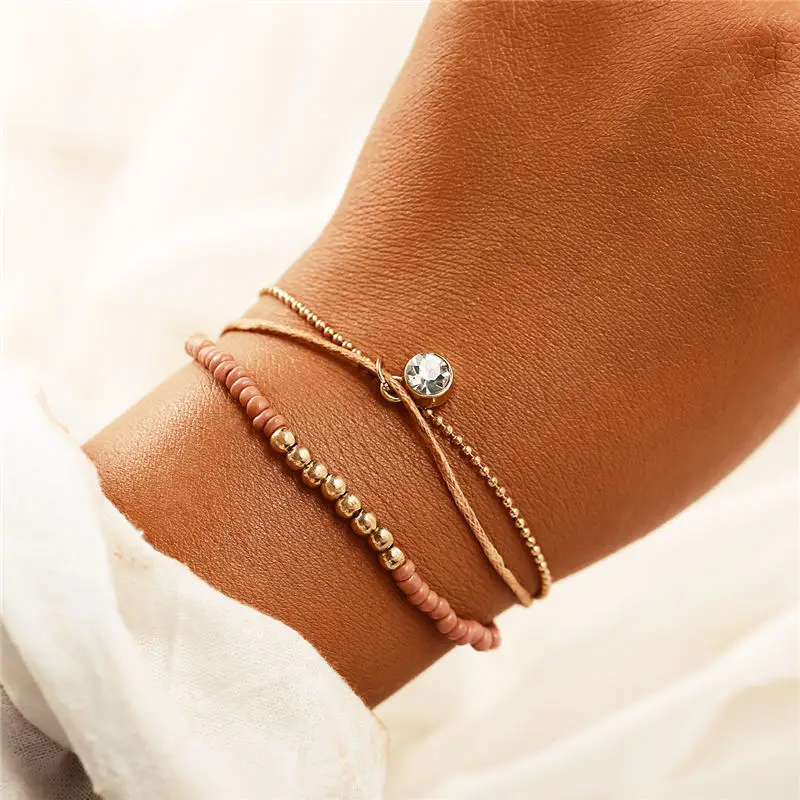 

AY Bohemian Chinese knot Crystal Charm Bracelets Set For Women Girls Fashion Electrocardiogram Infinity Bracelet Jewelry New
