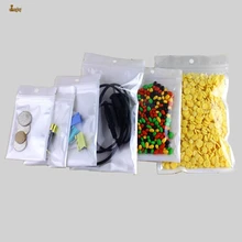 100pcs/lot Big 4sizes White/Clear Reclosable Valve Zipper Retailer packaging bag Ziplock Zip Lock Bag Retail Package Hang hole
