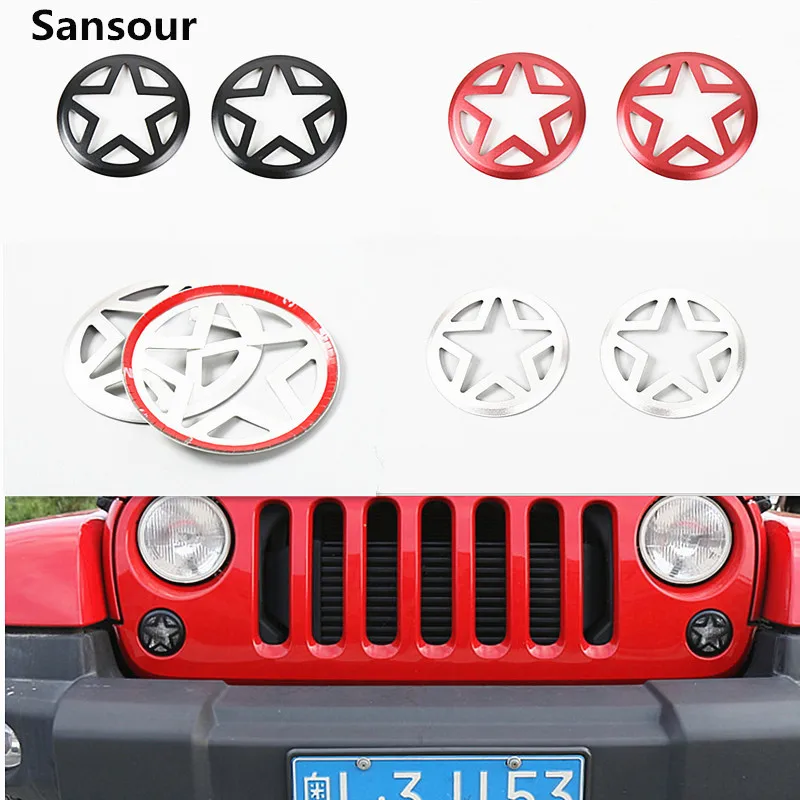 

Sansour Aluminium Alloy Five-pointed Star Front Fog Light Lamp Cover Protect Trim Stickers For Jeep Wrangler 2007 Up Car Styling