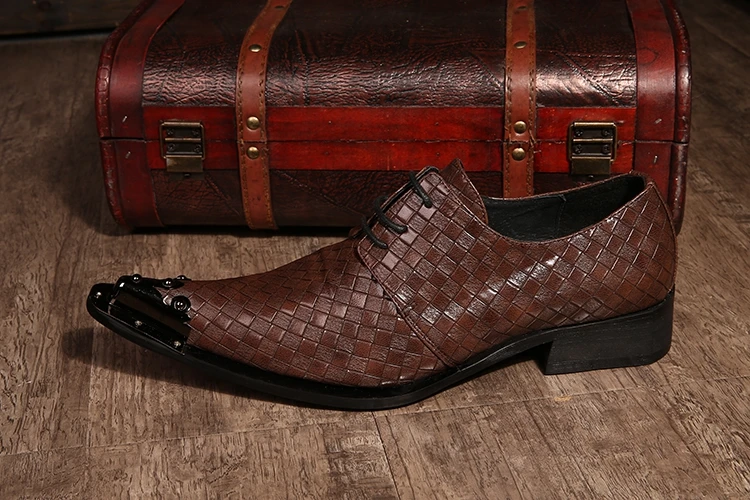 Ntparker; Мужская обувь; ткацкая кожаная обувь; мужские вечерние туфли с острым носком из стали; свадебные туфли в деловом стиле; EU38-46; большие размеры