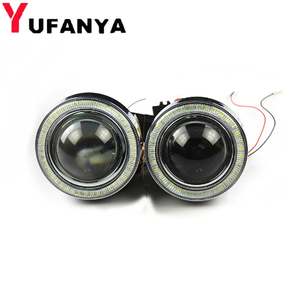 

3.0 inch HID halogen Bi xenon fog Projector Lens with angel eyes shrouds for universal car Lights Lenses Lamp Retrofit D2H H11