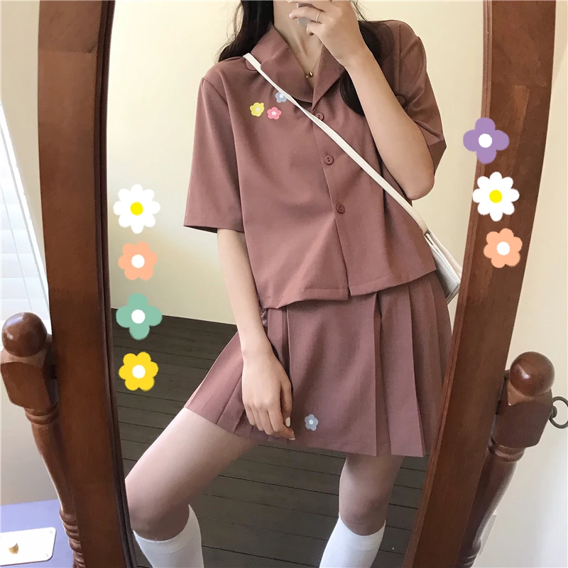 

Colorful Flower Print 2 Pieces Set Dress Old School Lady Pleated Dress Short Robe Femme Vestido Mujer Vestiti Donna