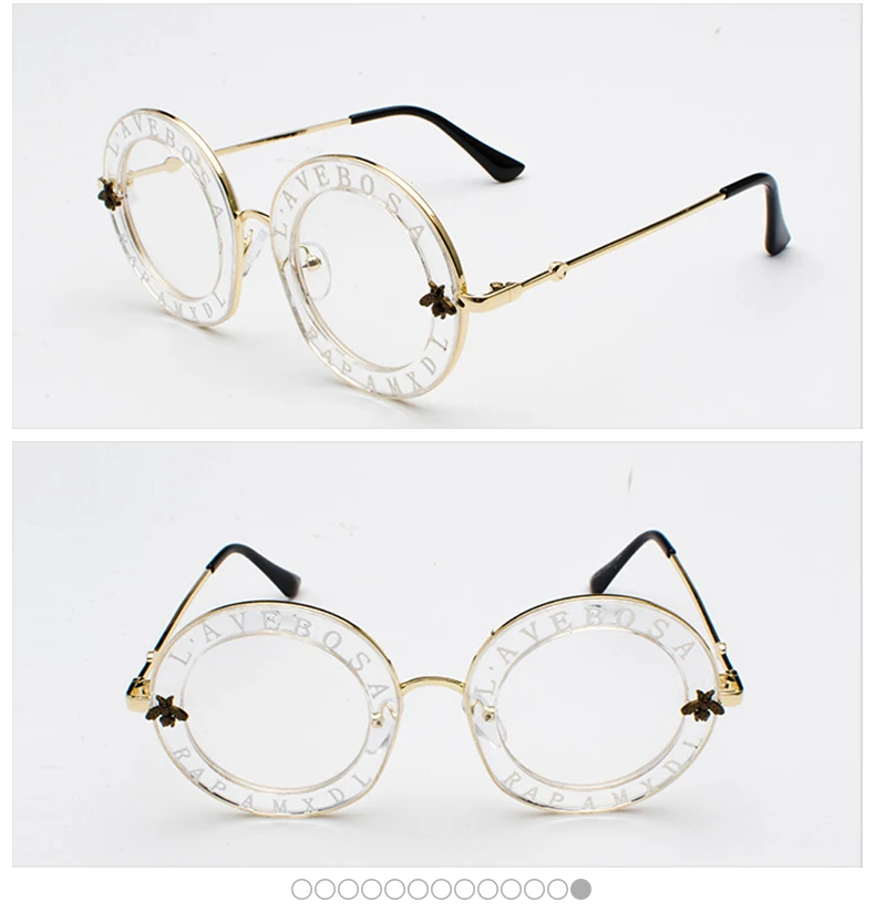 Королевские винтажные круглые женские солнцезащитные очки, фирменный дизайн, маленькая пчела, металлическая оправа, солнцезащитные очки для мужчин, английские буквы, Oculos ss965