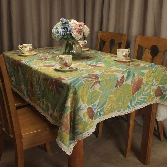 Modern Table Clothes Design Ideas Curcya Green Anese Banana Leaves Printed Modern Tablecloth