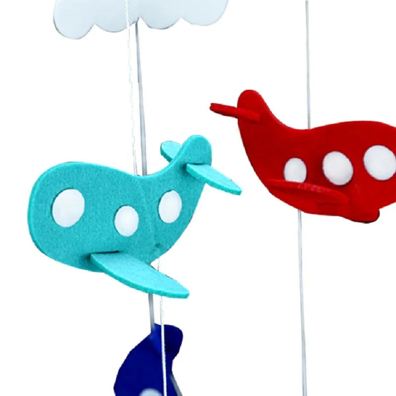 Фетровая детская Мобильная кроватка-самолеты и облака украшение для детской комнаты-белый, красный, темно-синий, небесно-голубой-детский мобильный для домашнего декора