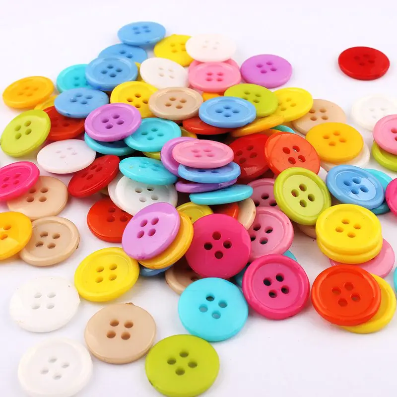 

100pcs4 Holes Buttons Mixed Size And Color Round Resin Sewing Button For Scrapbooking Craft Fashion Accessories