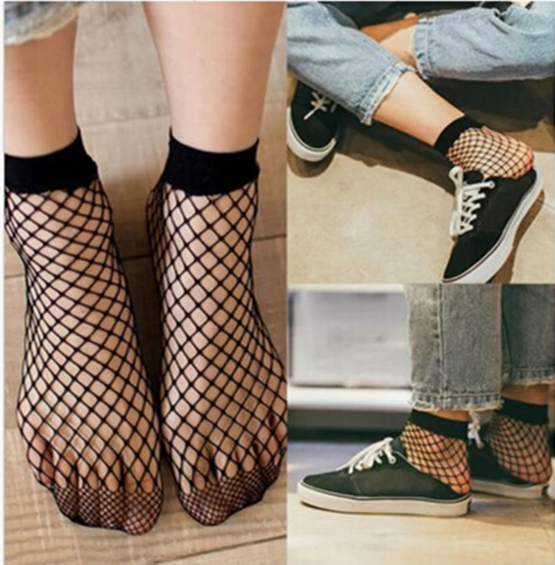 Модные женские сетчатые кружевные повседневные ажурные короткие носки|socks