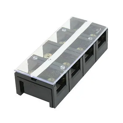 

200A 600V 4 Position Clear Covered Screw Terminal Barrier Block