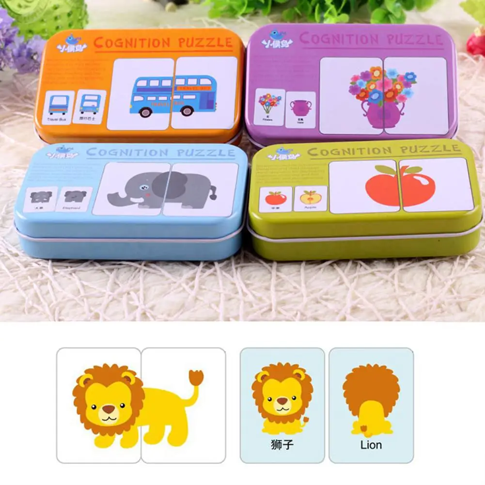 

Baby kids Cognitive Cards Montessori Materials Fruit Animal Chinese English Learning books Puzzles Education Toys for children
