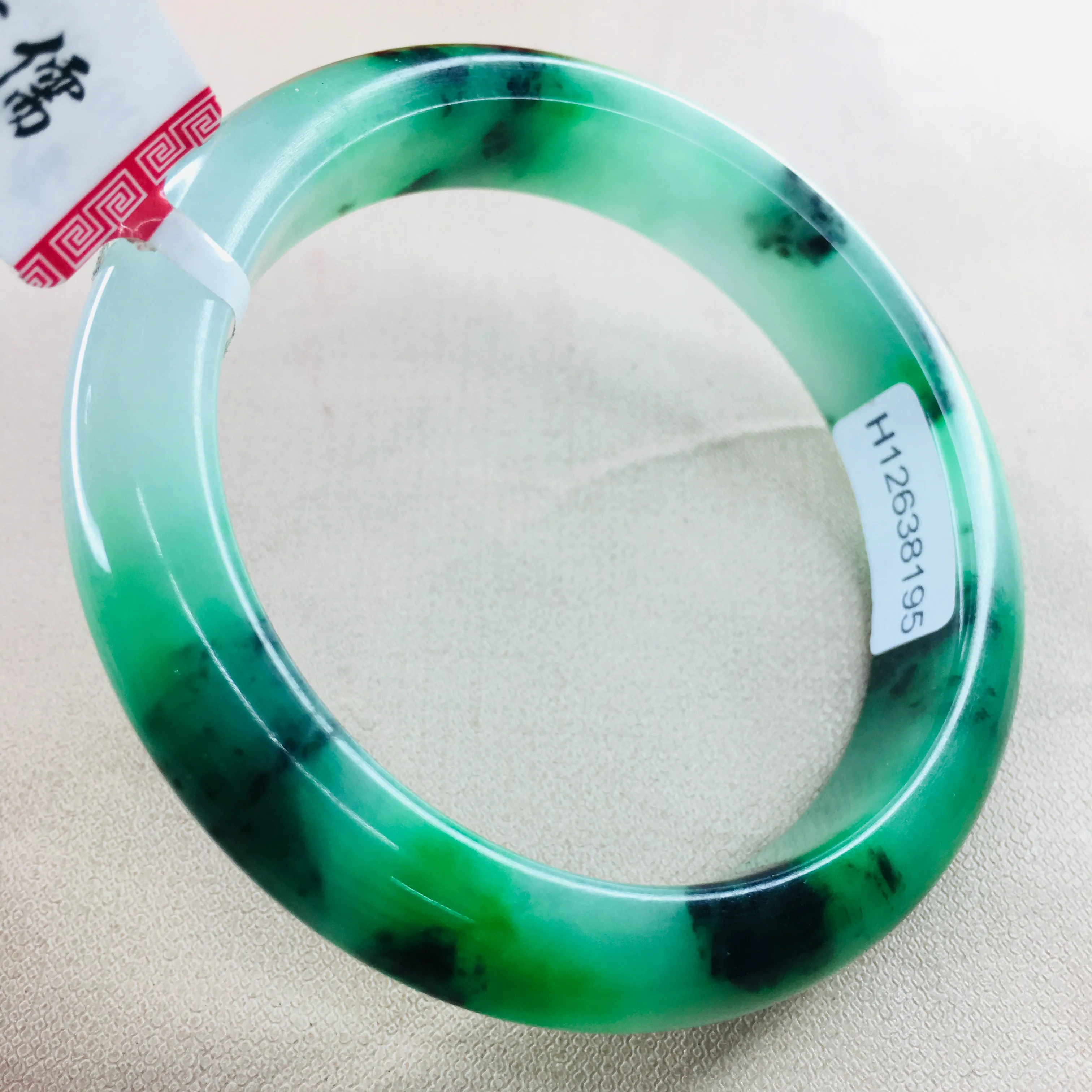 Zheru ювелирные изделия чистый натуральный жадеитовый браслет натуральный Пряный зеленый + синий цветок 54-62 мм Женский подарок A класс A