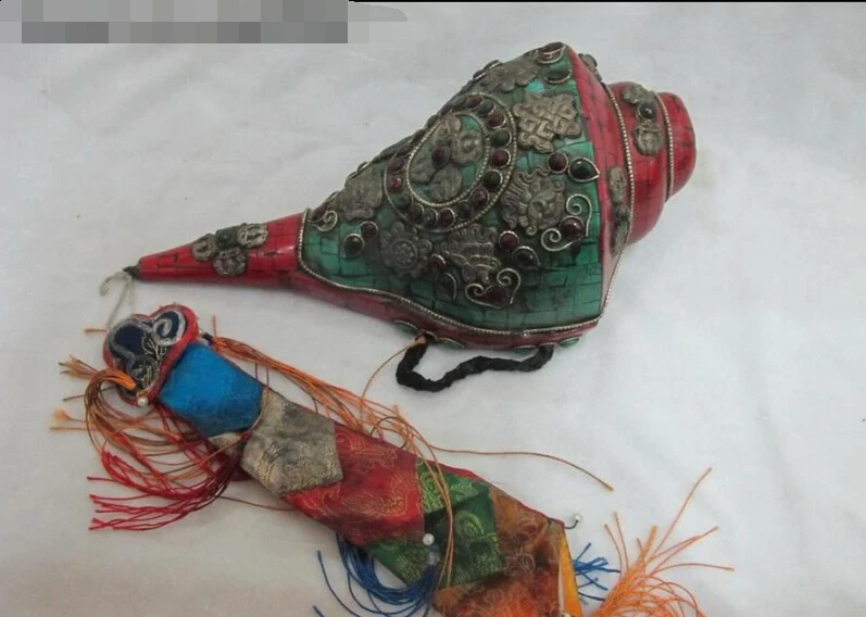 

Silver Mosaic coral Turquoise Eight treasure beryl Buddhist Conch shell fast