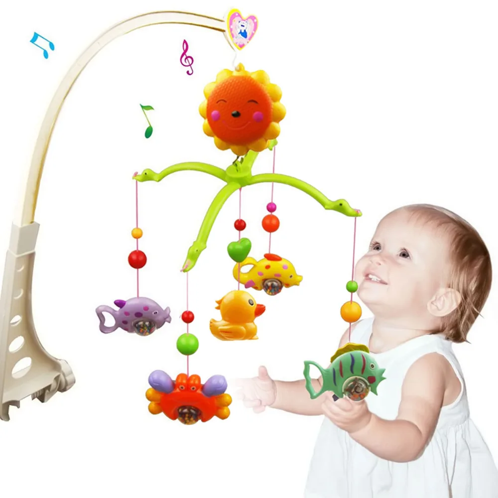 Children Babies Kids Sunflower Style Rotatable Music Crib Bell with