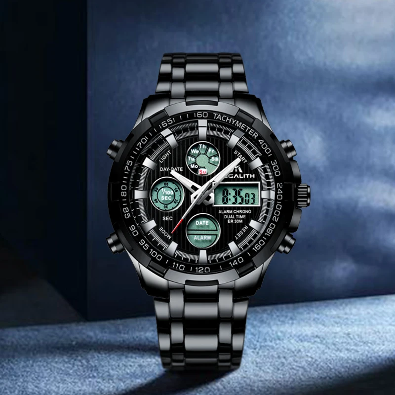 

MEGALITH Men's Sports Watches Digital Military Quartz Wristwatches Waterproof Chronograph Date LED Watch Male Relogio Masculino