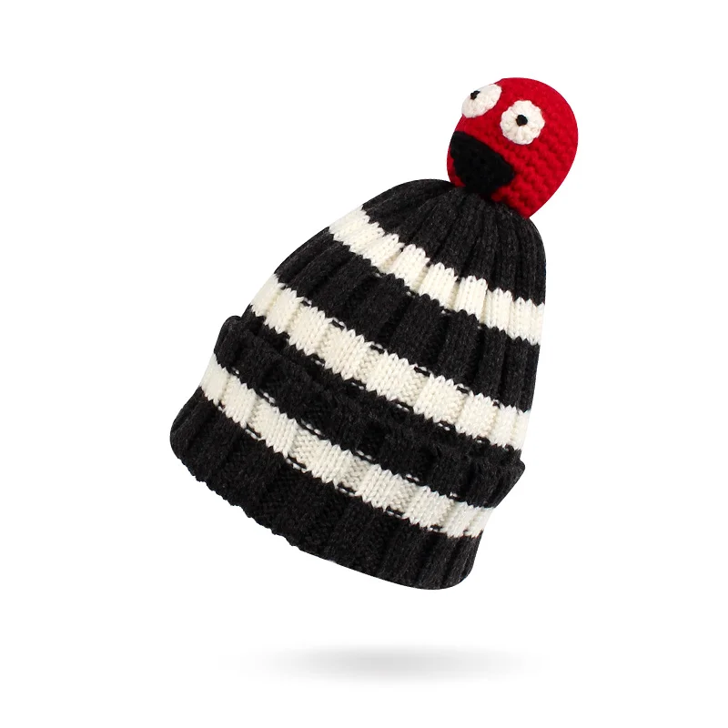 Striped Knitted Children Hat Warm Winter Kids Beanie Novelty Funny Hat For Children Crochet Fashion Hat For Boys Girls Christmas (7)
